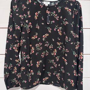 J. Crew Black Floral Blouse